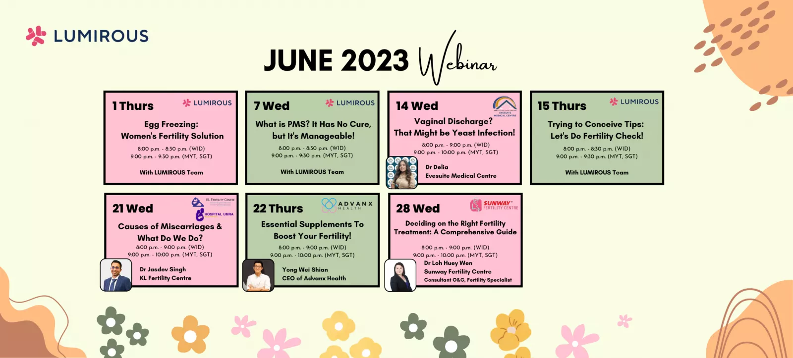 LUMIROUS June 2023 Webinar Calendar